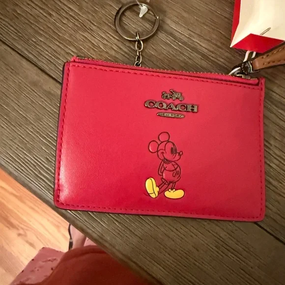 Coach Red Mickey Mouse Key & Card Holder - Picture 4 of 4